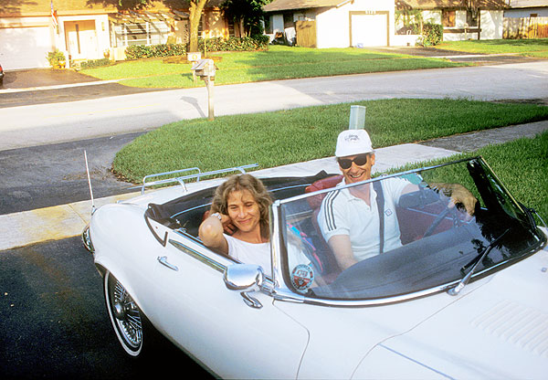 Tommy and Vibeke riding the Jaguar