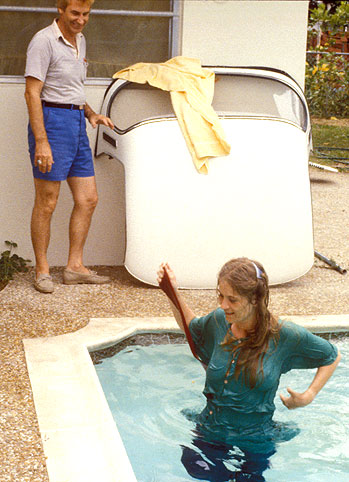Tommy with Vibeke in pool
