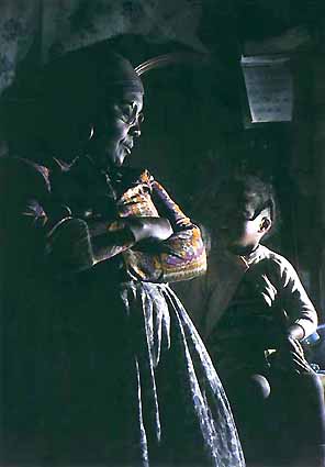 Old woman with grand daughter