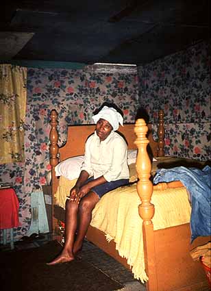 Cotton picker in shack