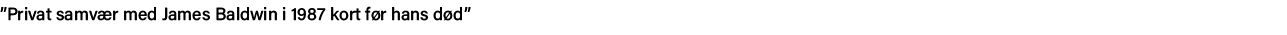  Privat samvær med James Baldwin i 1987 kort før hans død  