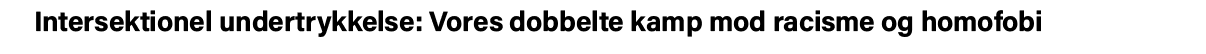 Intersektionel undertrykkelse: Vores dobbelte kamp mod racisme og homofobi
