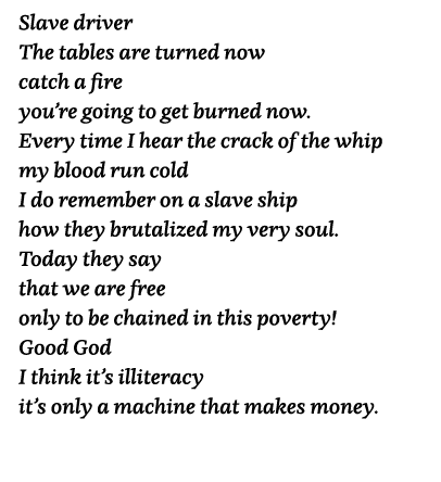 Slave driver The tables are turned now catch a fire you re going to get burned now  Every time I hear the crack of th   