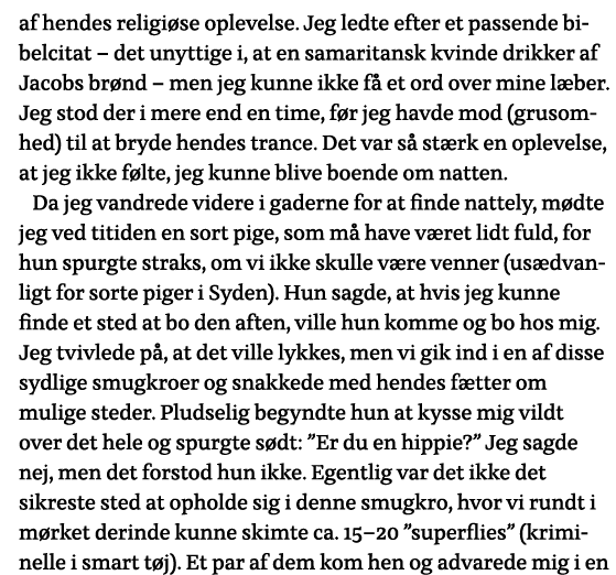 af hendes religiøse oplevelse  Jeg ledte efter et passende bibelcitat   det unyttige i, at en samaritansk kvinde drik   