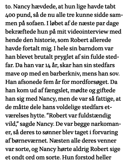 to  Nancy hævdede, at hun lige havde tabt 400 pund, så de nu alle tre kunne sidde sammen på sofaen  I løbet af de næs   