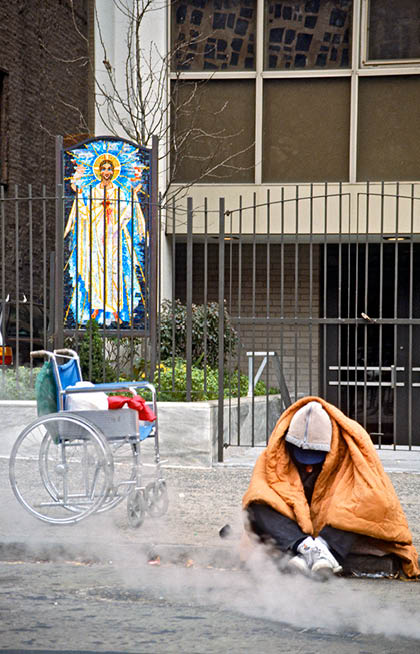 1974 - NYC  Homeless outside church 