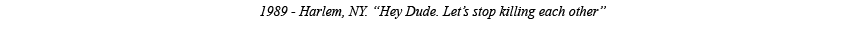 1989 - Harlem, NY   Hey Dude  Let s stop killing each other  