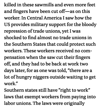 killed in these sawmills and even more feet and fingers have been cut off—as on this worker  In Central America I saw   