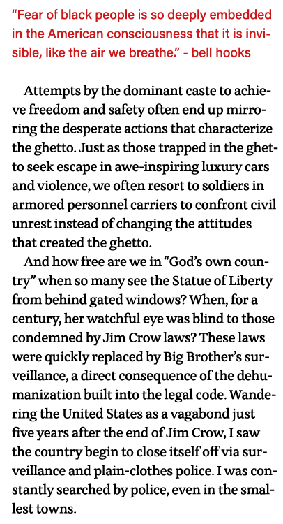  Fear of black people is so deeply embedded in the American consciousness that it is invisible, like the air we breat   