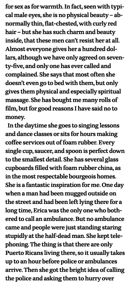 for sex as for warmth  In fact, seen with typical male eyes, she is no physical beauty - abnormally thin, flat-cheste   