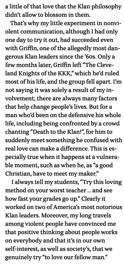 a little of that love that the Klan philosophy didn t allow to blossom in them    That s why my little experiment in    