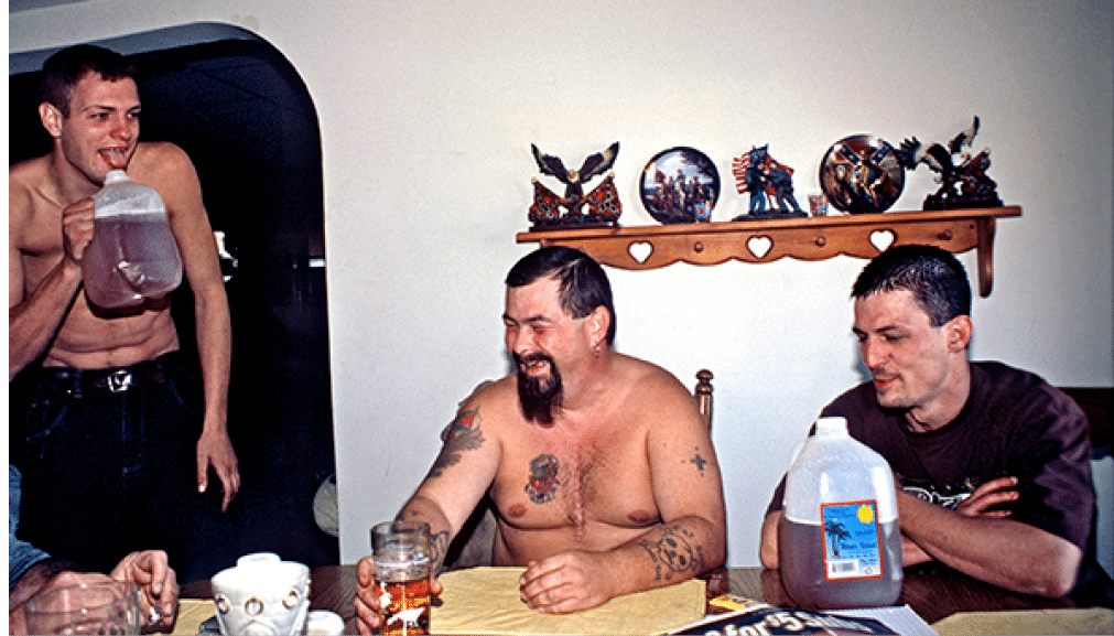 Robert Moore at our release party for the two Klan members after their 5 years in jail for drugs 