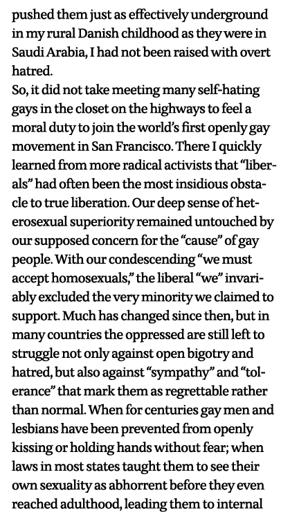 pushed them just as effectively underground in my rural Danish childhood as they were in Saudi Arabia, I had not been   