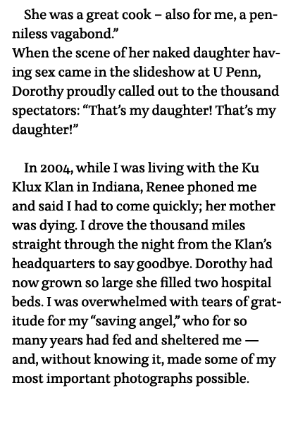 She was a great cook - also for me, a penniless vagabond   When the scene of her naked daughter having sex came in th   