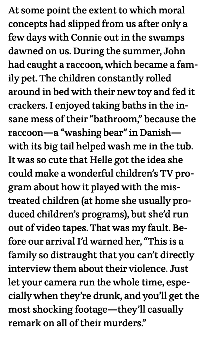 At some point the extent to which moral concepts had slipped from us after only a few days with Connie out in the swa   