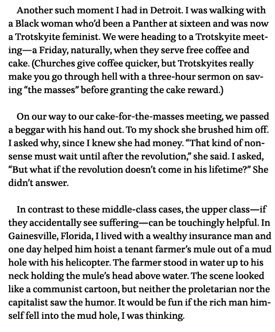 Another such moment I had in Detroit  I was walking with a Black woman who d been a Panther at sixteen and was now a    