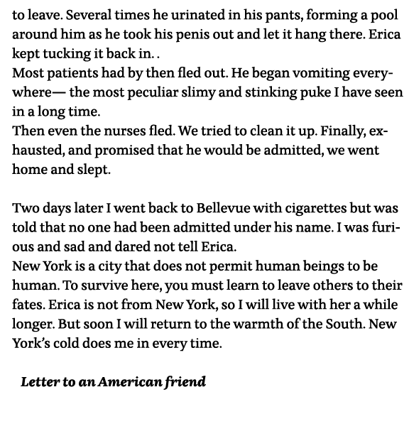 to leave  Several times he urinated in his pants, forming a pool around him as he took his penis out and let it hang    