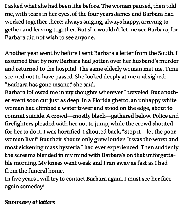 I asked what she had been like before  The woman paused, then told me, with tears in her eyes, of the four years Jame   