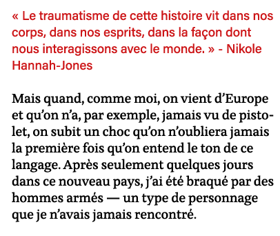   Le traumatisme de cette histoire vit dans nos corps, dans nos esprits, dans la façon dont nous interagissons avec l   