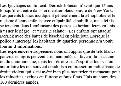 Les lynchages continuent  Derrick Johnson n avait que 15 ans lorsqu il est entré dans un quartier blanc pauvre de New   