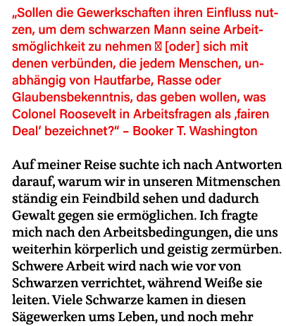  Sollen die Gewerkschaften ihren Einfluss nutzen, um dem schwarzen Mann seine Arbeitsmöglichkeit zu nehmen    oder  s   