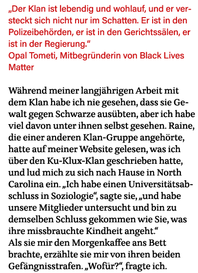  Der Klan ist lebendig und wohlauf, und er versteckt sich nicht nur im Schatten  Er ist in den Polizeibehörden, er is   