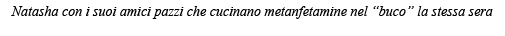 Natasha con i suoi amici pazzi che cucinano metanfetamine nel  buco  la stessa sera