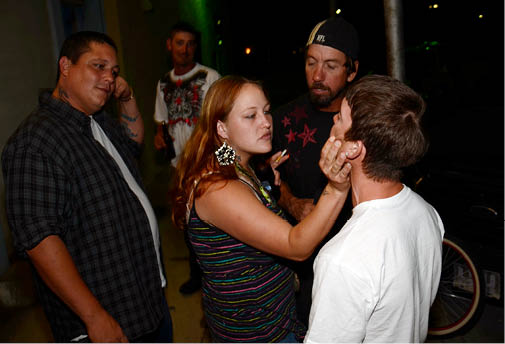Natasha with her crazy meth cooking friends in  the hole  same evening