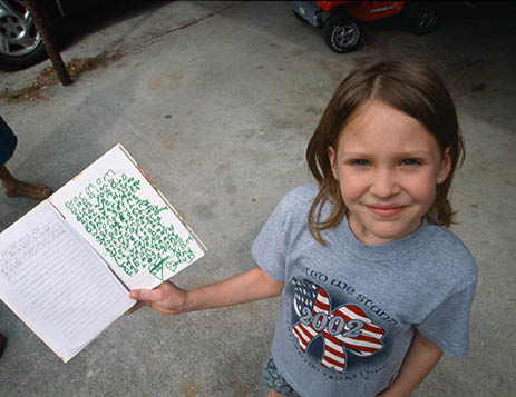 Angel with letters to her mom about being a better child