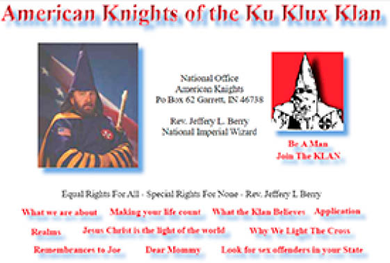 An example from my time as official webdesigner for the Ku Klux Klan 
