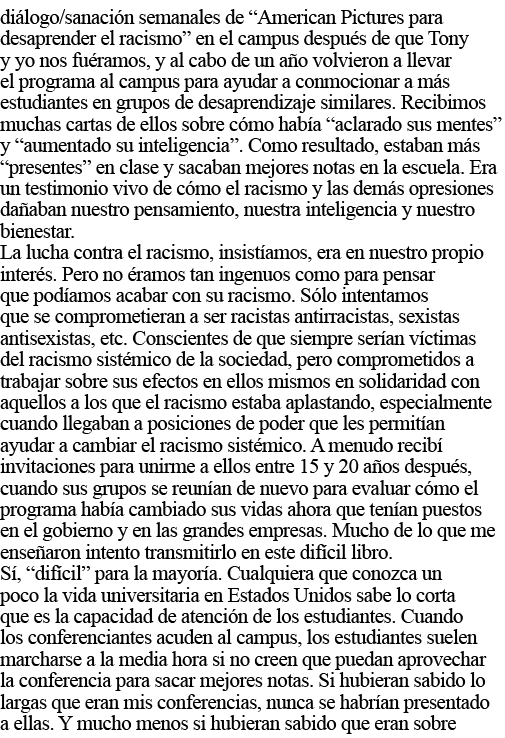 diálogo sanación semanales de  American Pictures para desaprender el racismo  en el campus después de que Tony y yo n   