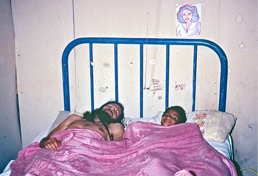 10-year old John and I always shared the bed in the old shack  1975