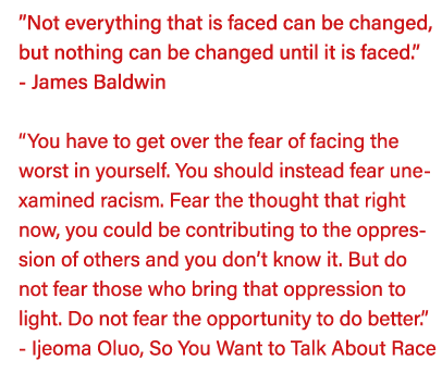  Not everything that is faced can be changed, but nothing can be changed until it is faced   - James Baldwin  You hav   