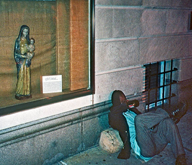 1974 - NYC  Homeless outside church 