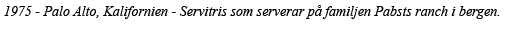 1975 - Palo Alto, Kalifornien - Servitris som serverar på familjen Pabsts ranch i bergen  