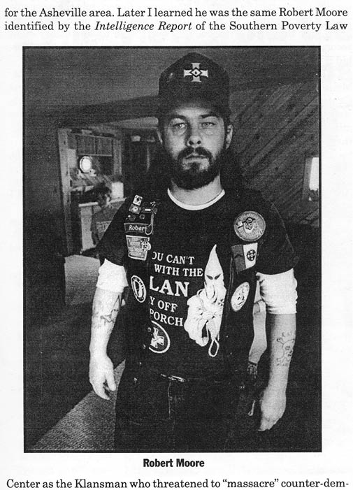 The way Robert Moore appear in books about the KKK 