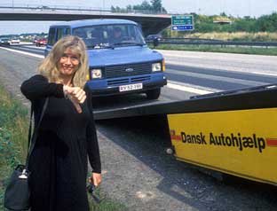 Vibeke lige efter vi tabte hjulet