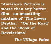 American Pictures is worse than any horror film - an unsettling mixture of The Lower Depths, On The Road and the Book of Revelations  The Village Voice