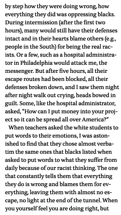 by step how they were doing wrong, how everything they did was oppressing blacks  During intermission (after the firs   