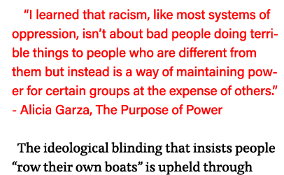  I learned that racism, like most systems of oppression, isn t about bad people doing terrible things to people who a   